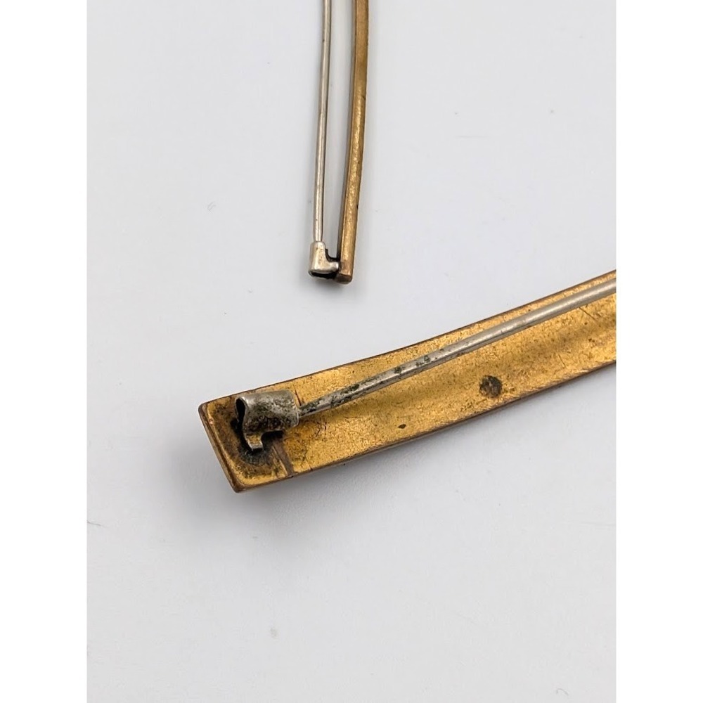 Antique Victorian WEHCO Engraved Monogram and Unbranded Bar Pin Lot Gold Tone - Picture 12 of 12